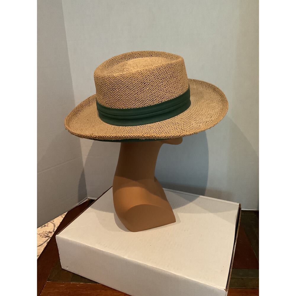 Summer Club- Straw Panama hat with green hat band - one size - Picture 4 of 12
